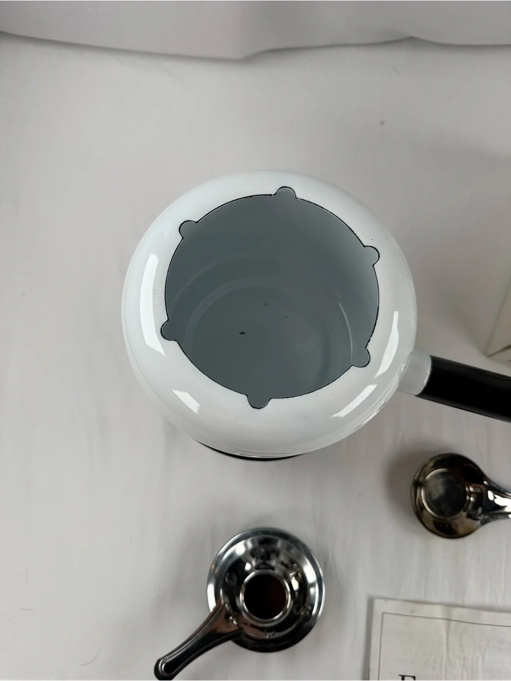 Roshco White and Black Fondue Set - Complete Serving Kit
